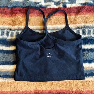Beyond Yoga Navy Strappy Crop Tank with Lotus Detail
